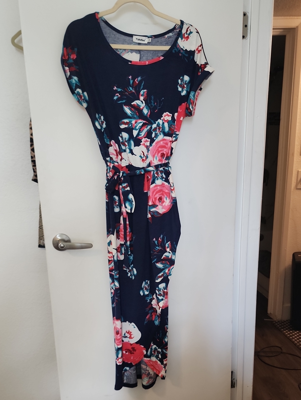 Floral Navy Maxi Dress with Self Tie Belt
